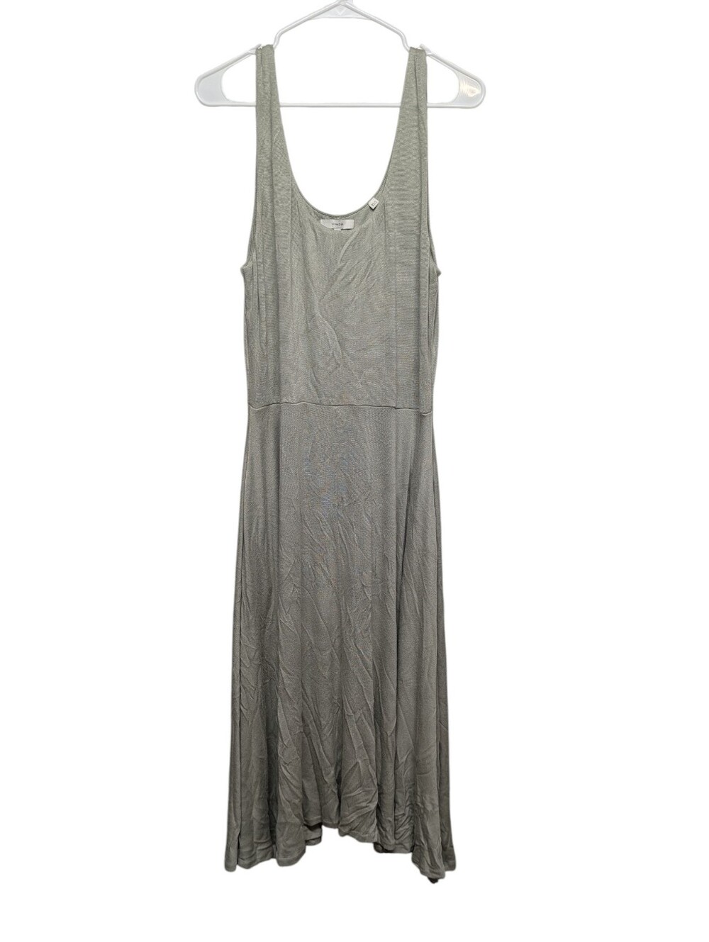 VINCE Women's Olive Green Scoop Neck Tank Sleeveless Dress (XL)
